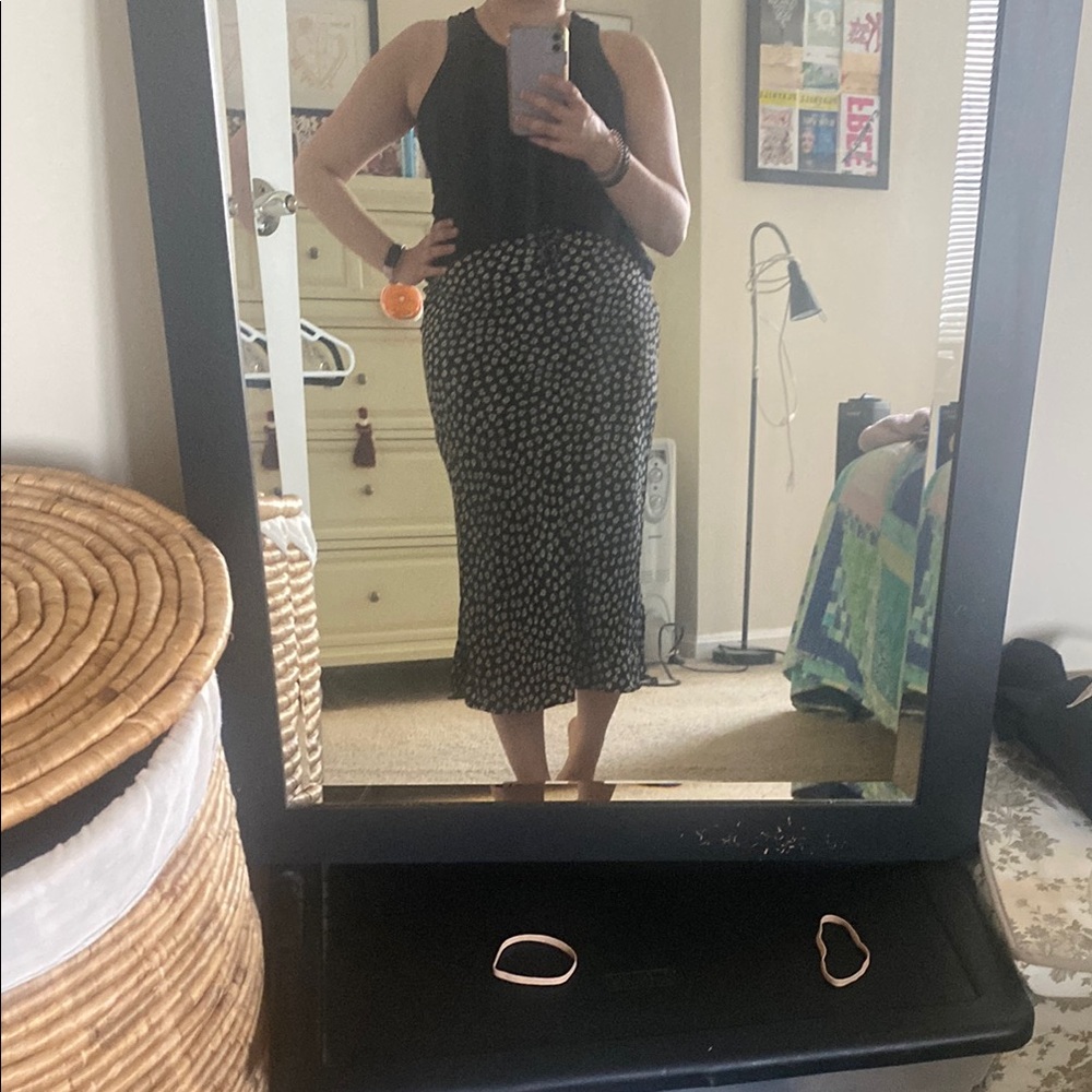 Madewell Black and White Floral Pencil Skirt